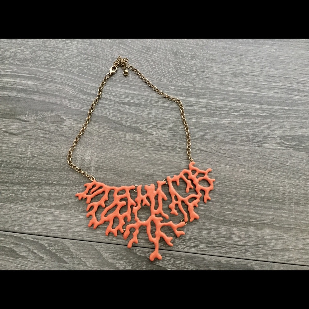 Enamel coral branch necklace